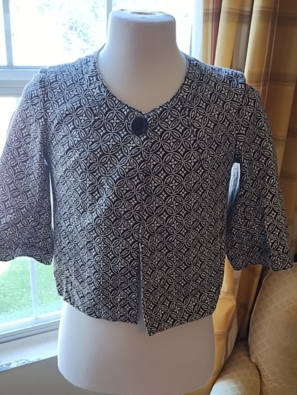 Talbots Brown and White Printed Petite Top